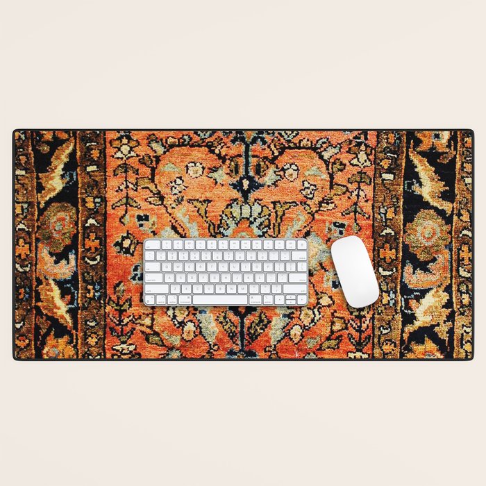 Tabriz Rug Print With Burnt Orange Field Desk Mat Gallery Image 1