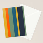 Retro Modern Vertical Stripe Pattern Blue Sage Orange Mustard Stationery Card Gallery Image 2