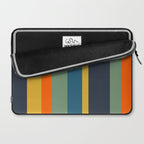 Retro Modern Vertical Stripe Pattern Blue Sage Orange Mustard Laptop Sleeve Gallery Image 2