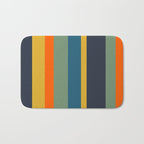 Retro Modern Vertical Stripe Pattern Blue Sage Orange Mustard Bath Mat Gallery Image 1