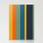 Retro Modern Vertical Stripe Pattern Blue Sage Orange Mustard Stationery Card Gallery Image 2