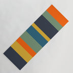 Retro Modern Vertical Stripe Pattern Blue Sage Orange Mustard Yoga Mat Gallery Image 1