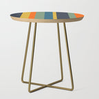 Retro Modern Vertical Stripe Pattern Blue Sage Orange Mustard Side Table Gallery Image 1