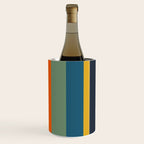 Retro Modern Vertical Stripe Pattern Blue Sage Orange Mustard Wine Chiller Gallery Image 1