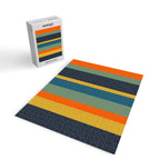 Retro Modern Vertical Stripe Pattern Blue Sage Orange Mustard Jigsaw Puzzle Gallery Image 2