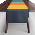 Retro Modern Vertical Stripe Pattern Blue Sage Orange Mustard Table Runner Gallery Image 1