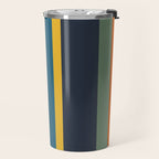 Retro Modern Vertical Stripe Pattern Blue Sage Orange Mustard Travel Mug Gallery Image 2