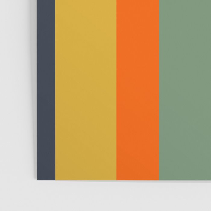 Retro Modern Vertical Stripe Pattern Blue Sage Orange Mustard Poster Gallery Image 3