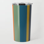 Retro Modern Vertical Stripe Pattern Blue Sage Orange Mustard Travel Mug Gallery Image 1