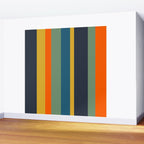 Retro Modern Vertical Stripe Pattern Blue Sage Orange Mustard Wall Mural Gallery Image 2