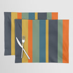 Retro Modern Vertical Stripe Pattern Blue Sage Orange Mustard Placemat Gallery Image 1