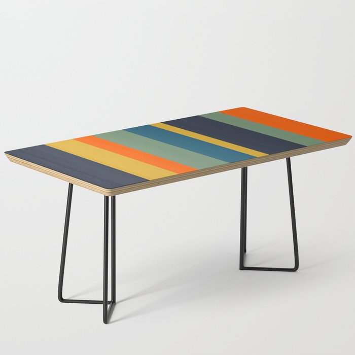 Retro Modern Vertical Stripe Pattern Blue Sage Orange Mustard Coffee Table Gallery Image 1