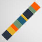Retro Modern Vertical Stripe Pattern Blue Sage Orange Mustard Table Runner Gallery Image 3