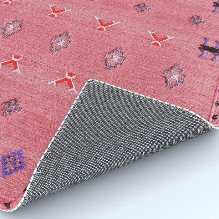 Lovely Pink Oriental Traditional Moroccan Handmade Printable Style  Rug Gallery Image 4