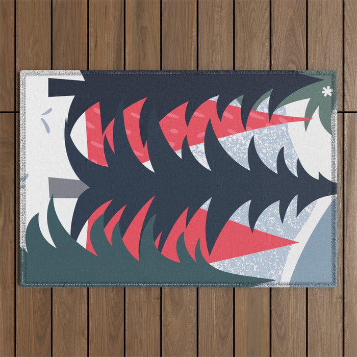 Winter christmas pine tree forest art Outdoor Rug Gallery Image 1