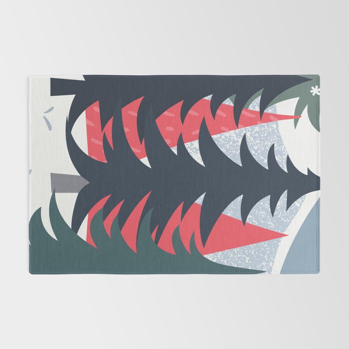 Winter christmas pine tree forest art Rug Gallery Image 2