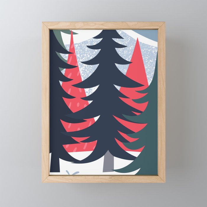 Winter christmas pine tree forest art Mini Art Print Gallery Image 1