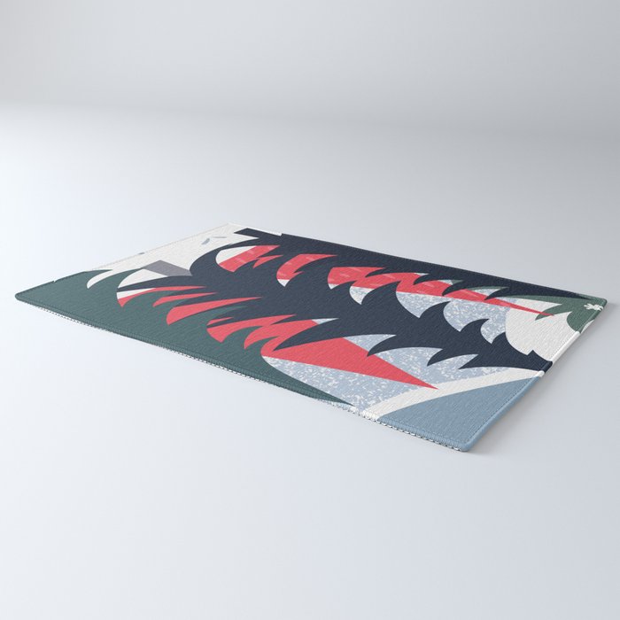 Winter christmas pine tree forest art Rug Gallery Image 3