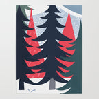 Winter christmas pine tree forest art Poster Gallery Image 4
