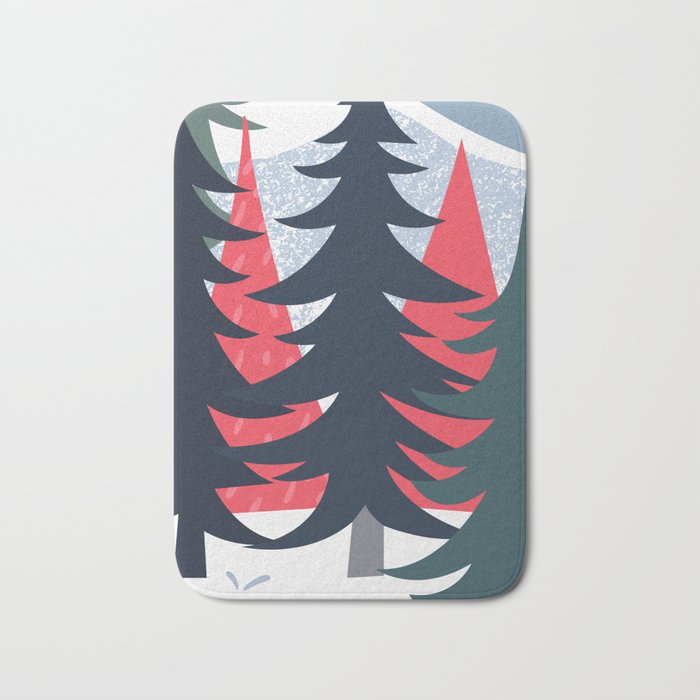 Winter christmas pine tree forest art Bath Mat Gallery Image 1