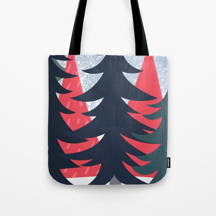 Winter christmas pine tree forest art Tote Bag Gallery Image 1