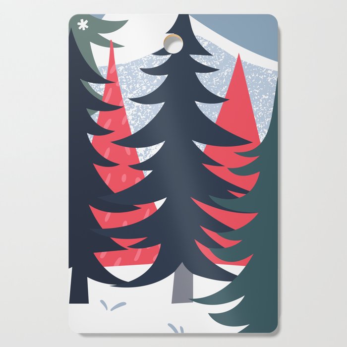 Winter christmas pine tree forest art Cutting Board Gallery Image 1