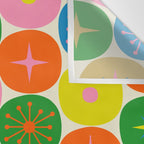 Mid Century Modern Atomic Future Colorful Dots and Stars Pattern Wall Tapestry Gallery Image 3