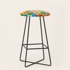 Mid Century Modern Atomic Future Colorful Dots and Stars Pattern Stool Gallery Image 1