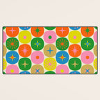 Mid Century Modern Atomic Future Colorful Dots and Stars Pattern Desk Mat Gallery Image 3