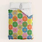 Mid Century Modern Atomic Future Colorful Dots and Stars Pattern Comforter Gallery Image 6