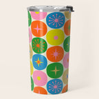Mid Century Modern Atomic Future Colorful Dots and Stars Pattern Travel Mug Gallery Image 2