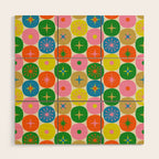 Mid Century Modern Atomic Future Colorful Dots and Stars Pattern Wood Wall Art Gallery Image 1