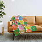 Mid Century Modern Atomic Future Colorful Dots and Stars Pattern Throw Blanket Gallery Image 1