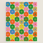 Mid Century Modern Atomic Future Colorful Dots and Stars Pattern Jigsaw Puzzle Gallery Image 1