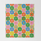 Mid Century Modern Atomic Future Colorful Dots and Stars Pattern Throw Blanket Gallery Image 2