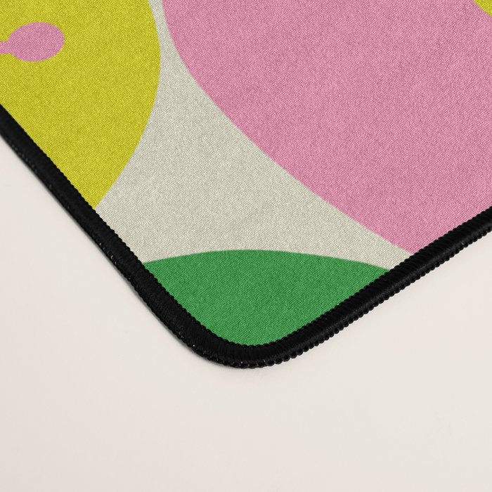 Mid Century Modern Atomic Future Colorful Dots and Stars Pattern Desk Mat Gallery Image 4