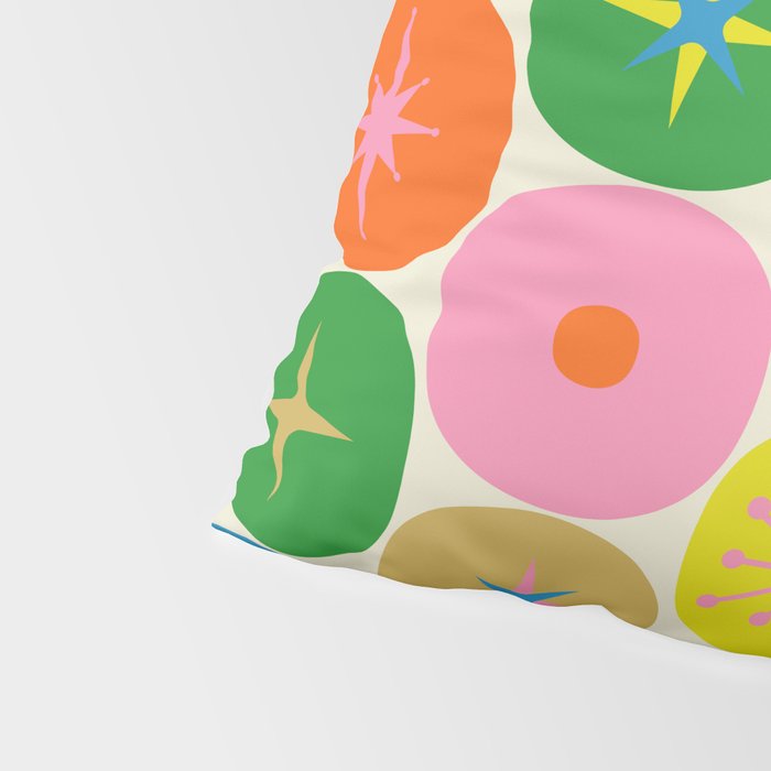 Mid Century Modern Atomic Future Colorful Dots and Stars Pattern Pillow Sham Gallery Image 4