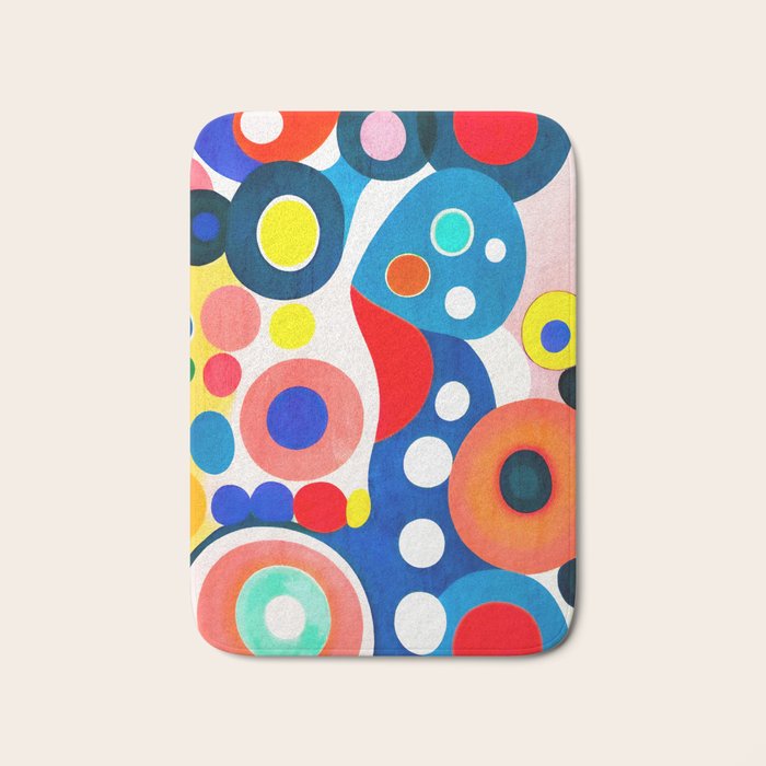 Circles: Colorful Mid Century Abstraction Bath Mat Gallery Image 1