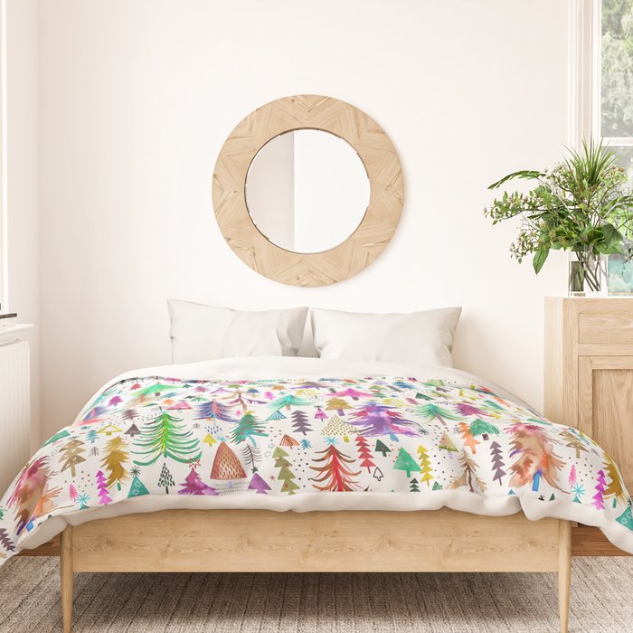 Colorful Christmas Trees Duvet Cover Gallery Image 3