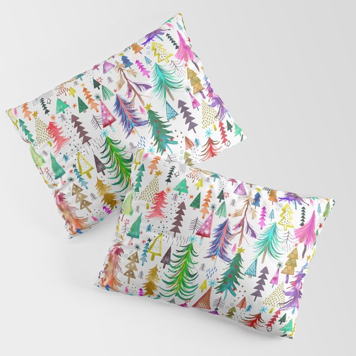 Colorful Christmas Trees Pillow Sham Gallery Image 1