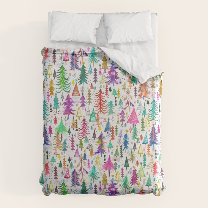 Colorful Christmas Trees Duvet Cover Gallery Image 1