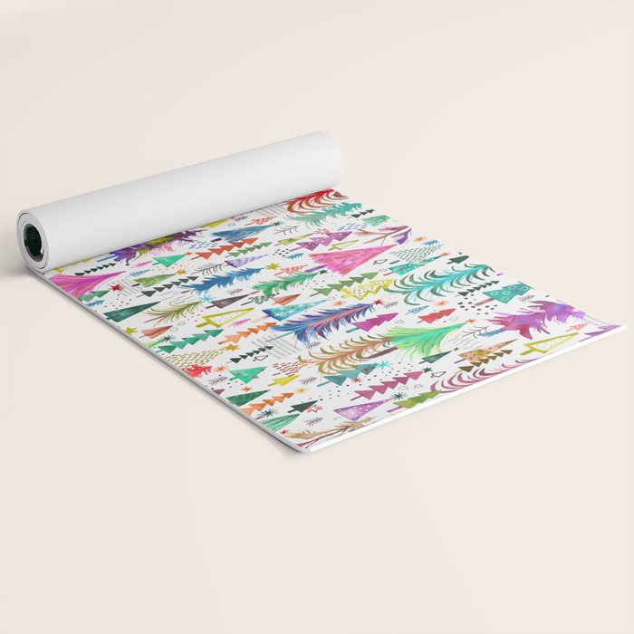Colorful Christmas Trees Yoga Mat Gallery Image 2