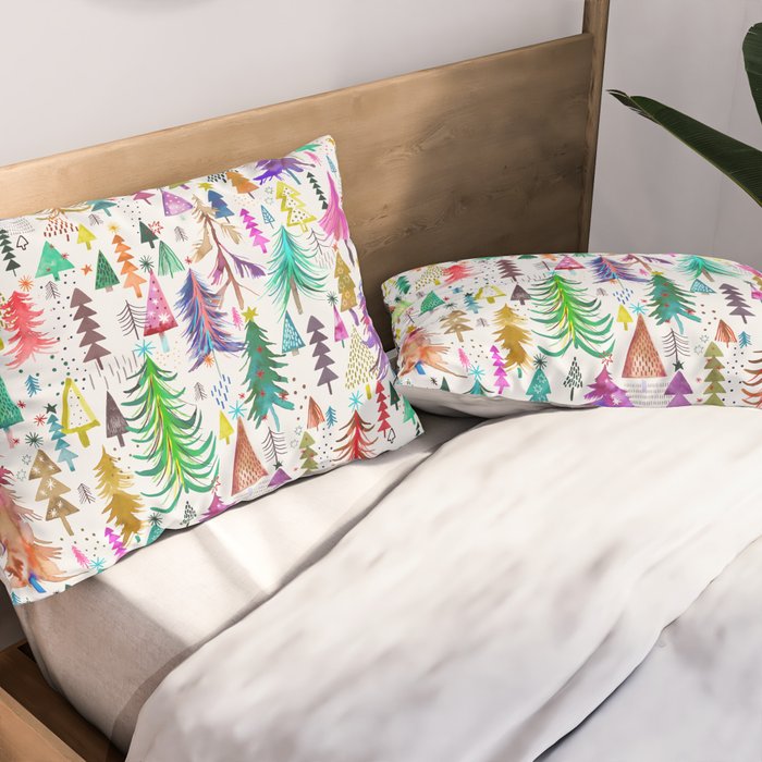 Colorful Christmas Trees Pillow Sham Gallery Image 2