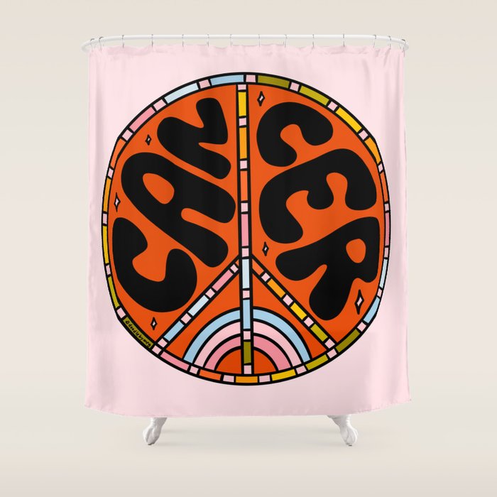 Cancer Peace Sign Shower Curtain Gallery Image 1