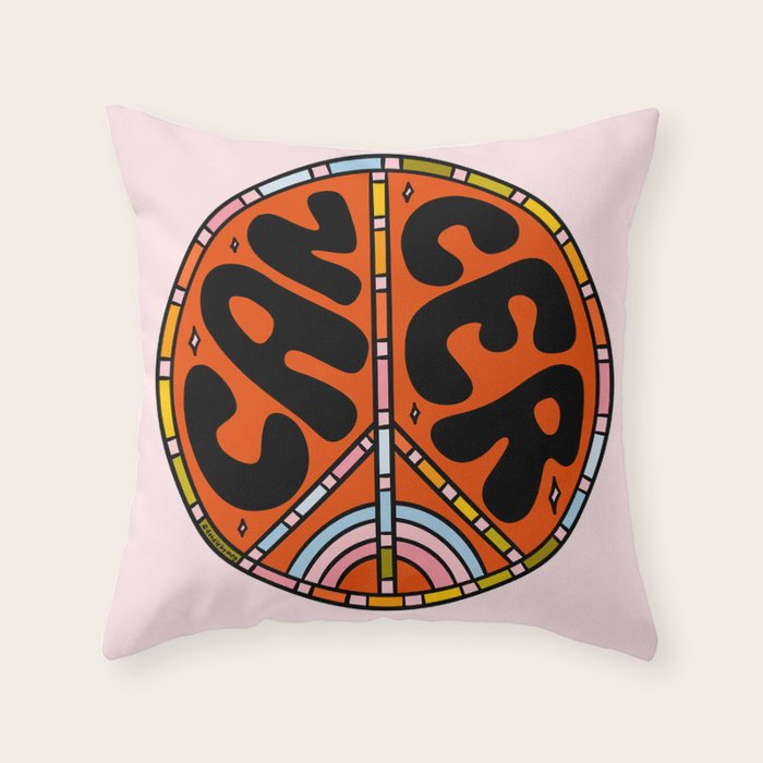 Cancer Peace Sign Throw Pillow Gallery Image 1