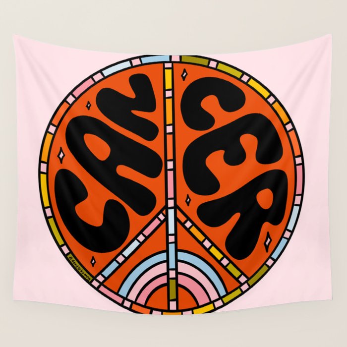 Cancer Peace Sign Wall Tapestry Gallery Image 1