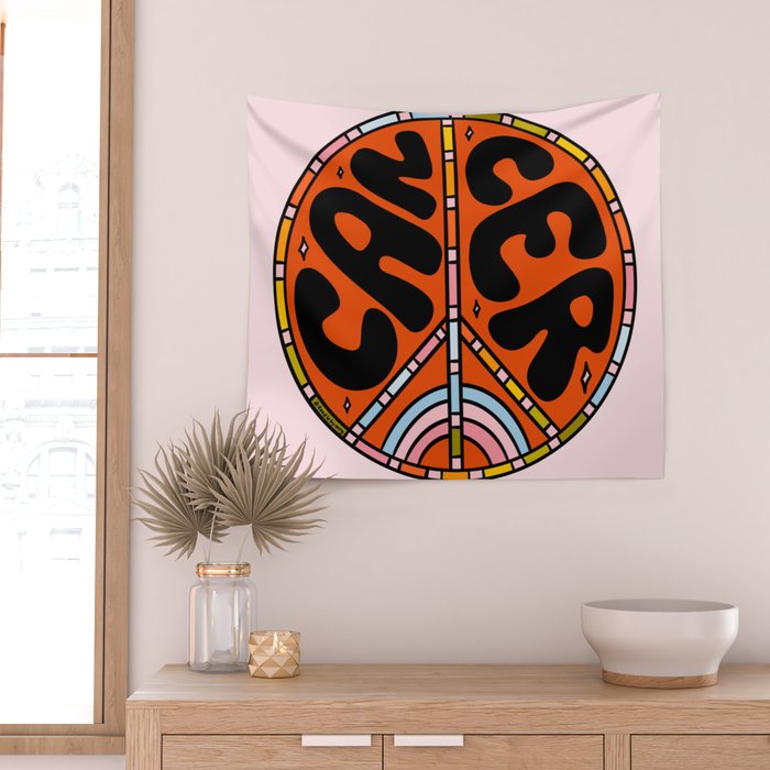 Cancer Peace Sign Wall Tapestry Gallery Image 2