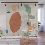 Organic Terracotta Thin Shapes Abstract Wall Mural Gallery Image 1