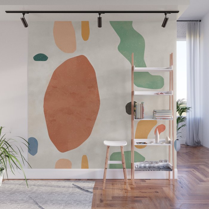 Organic Terracotta Thin Shapes Abstract Wall Mural Gallery Image 1