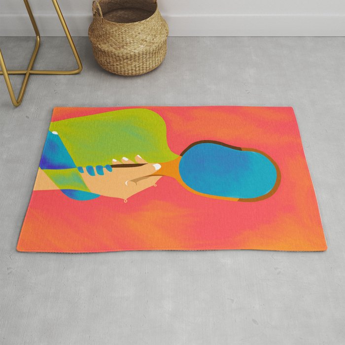 The One To Hold a Mirror Up To Me, Abstract Human Expression, Introspection Mindfulness Retrospection, Hand Body Maximalism Eclectic, Bohemian Contemporary Modern Painting Rug Gallery Image 1